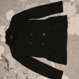 Gap black sweater jacket coat XSP double breasted  patch pockets wool blend
